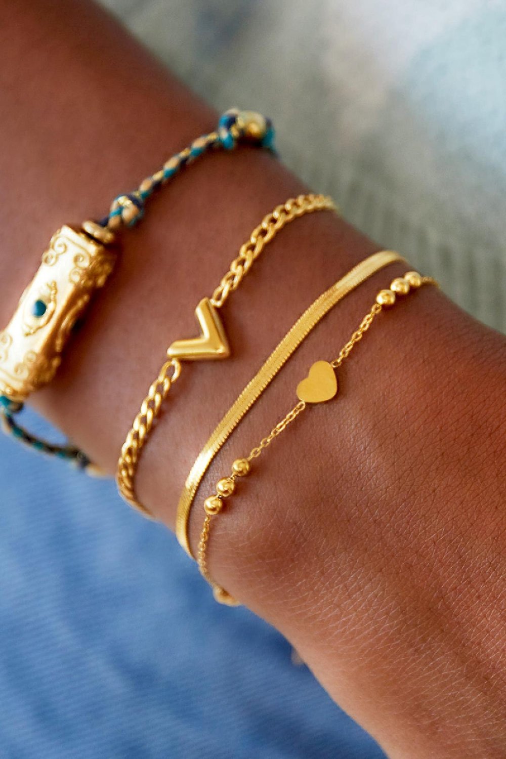 Multi chain bracelet Gold Color Stainless Steel h5Picture3